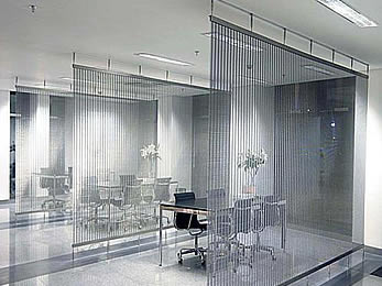 Media metal mesh without LED is installed as the isolation wall of a large office.
