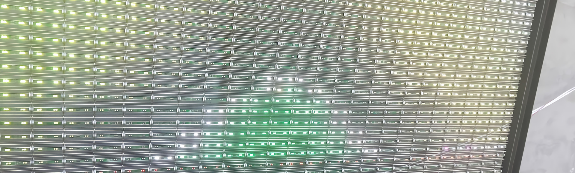 A large piece of media metal mesh with LED.